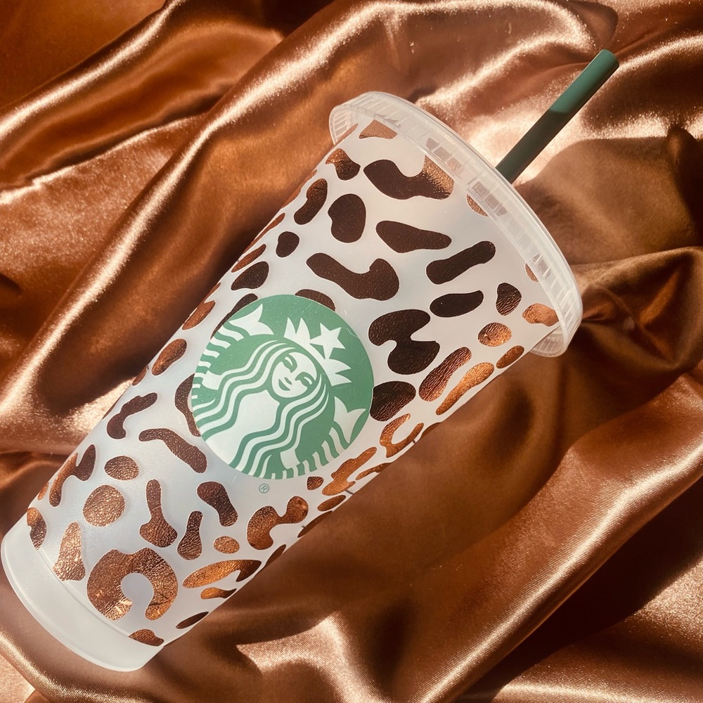 Leopard Print Rose Gold Starbucks Cup